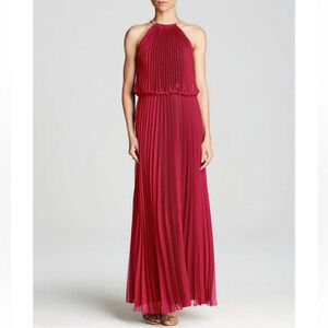 Xscape beautiful pleated halter maxi dress size 4